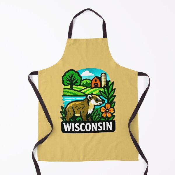Item preview, Wisconsin USA - Badger & Dairy Farm Scene designed and sold by Myra365Art.