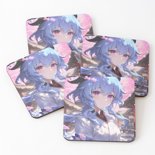 Item preview, Game Ganyu Genshin Impact Anime Blue Hair Kimono Sakura Petals Fantasy designed and sold by earlobejerk.