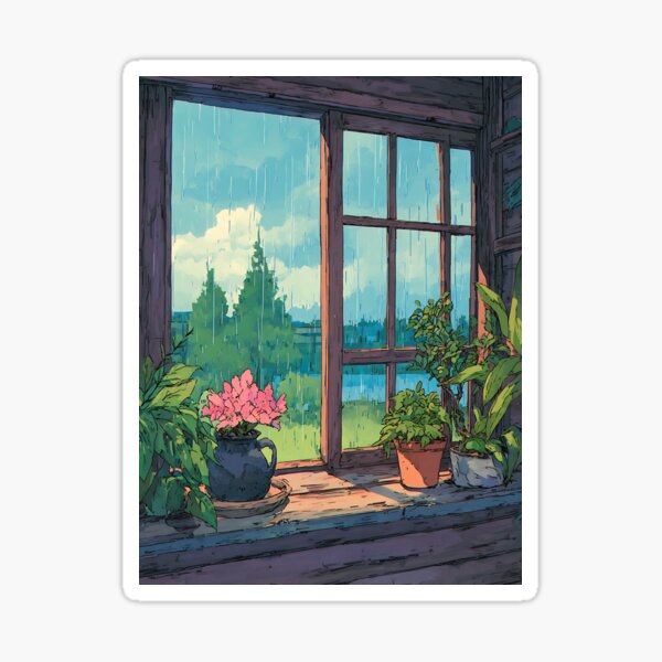 Item preview, Cozy Lofi Rainy Window designed and sold by bapupa.
