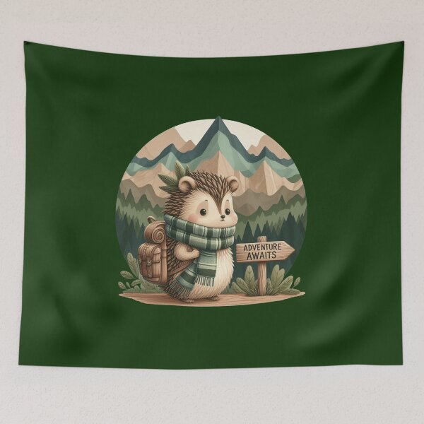 Item preview, Wanderlust Hedgehog – Travel Explorer Tee designed and sold by UmcommonGoods.