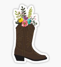 Floral Cowboy Boot Sticker