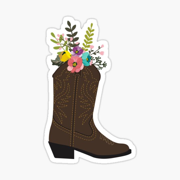 Floral Cowboy Boot Sticker
