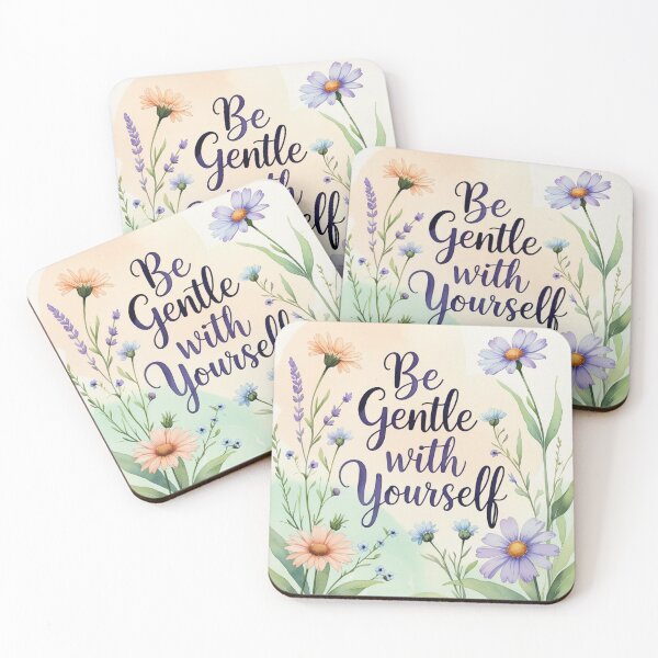 Item preview, Be Gentle with Yourself – Watercolor Floral Quote designed and sold by emilykang.