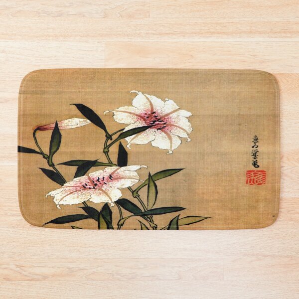 Item preview, White Lilies in Bloom – Lilies –  Katsushika Ōi (mid-19th century)// Public Domain designed and sold by Vernissage-dart.