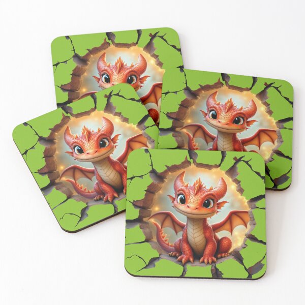 Item preview, Cute Red Baby Dragon Peeking Fantasy Art Print designed and sold by TheGaliyaStudio.