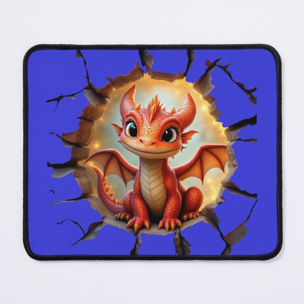 Item preview, Cute Red Baby Dragon Peeking Fantasy Art Print designed and sold by TheGaliyaStudio.
