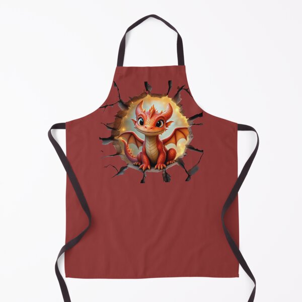 Item preview, Cute Red Baby Dragon Peeking Fantasy Art Print designed and sold by TheGaliyaStudio.