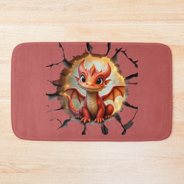 Item preview, Cute Red Baby Dragon Peeking Fantasy Art Print designed and sold by TheGaliyaStudio.