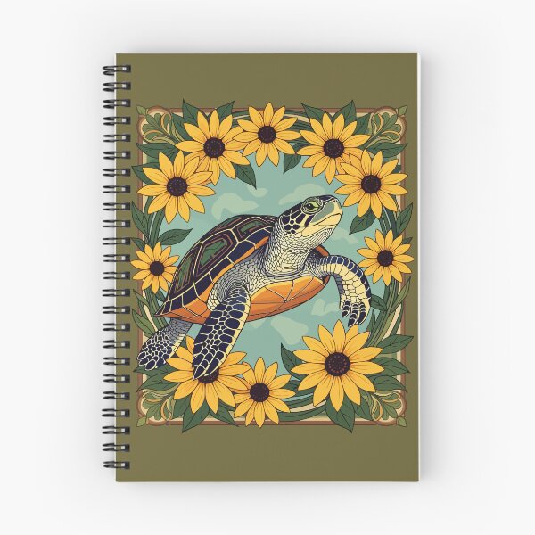 Item preview, Small Turtle And Black-Eyed Daisy Flowers designed and sold by taiche.