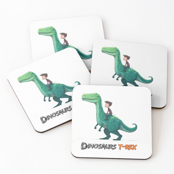 Artikelvorschau, Dinosaurier T-Rex, Dinosaurier, Mann reitet, Dinosaurier-Cartoon, Dinosaurier entworfen und verkauft von DEEMAK.