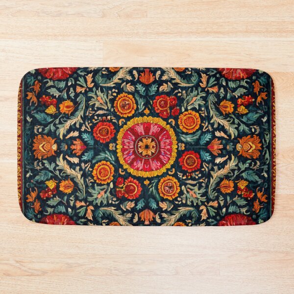 Item preview, Uzbekistan Neem Embroidery Floral Carpet designed and sold by GrinGalore.