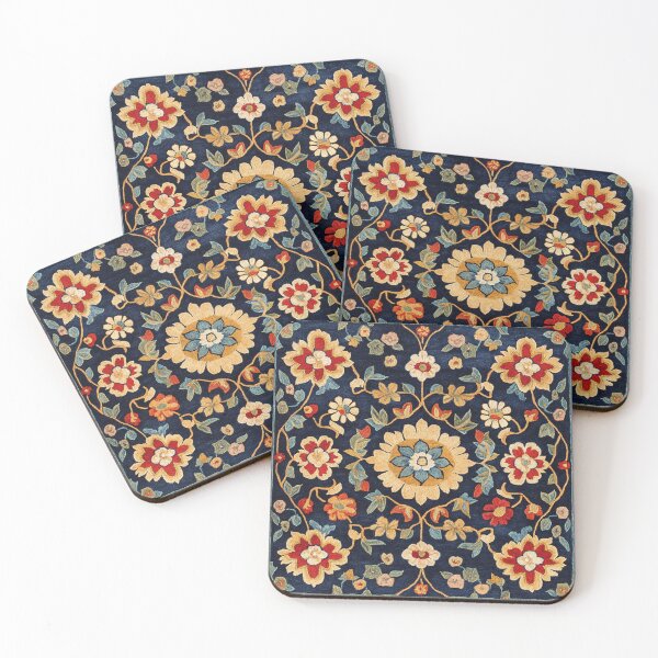 Item preview, Uzbekistan Neem Embroidery Floral Blue Carpet designed and sold by GrinGalore.