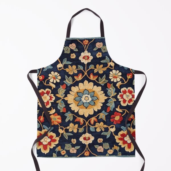 Item preview, Uzbekistan Neem Embroidery Floral Blue Carpet designed and sold by GrinGalore.