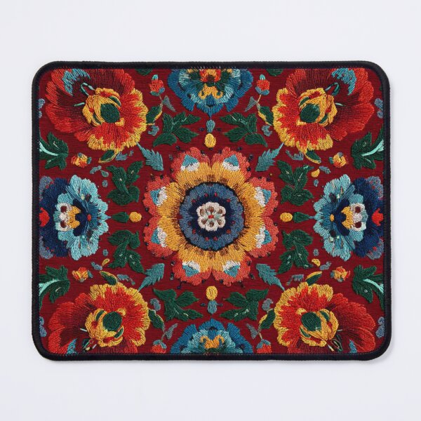 Item preview, Uzbekistan Neem Embroidery Flowers Red Carpet designed and sold by GrinGalore.