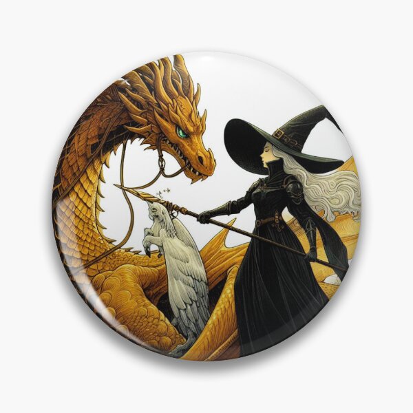 Item preview, black witch taming golden dragon designed and sold by MarijaArt.