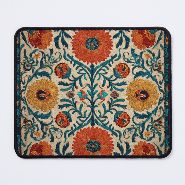 Item preview, Uzbekistan Neem Embroidery Floral Traditional Carpet designed and sold by GrinGalore.