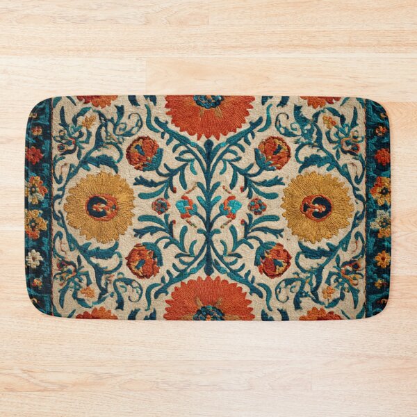 Item preview, Uzbekistan Neem Embroidery Floral Traditional Carpet designed and sold by GrinGalore.