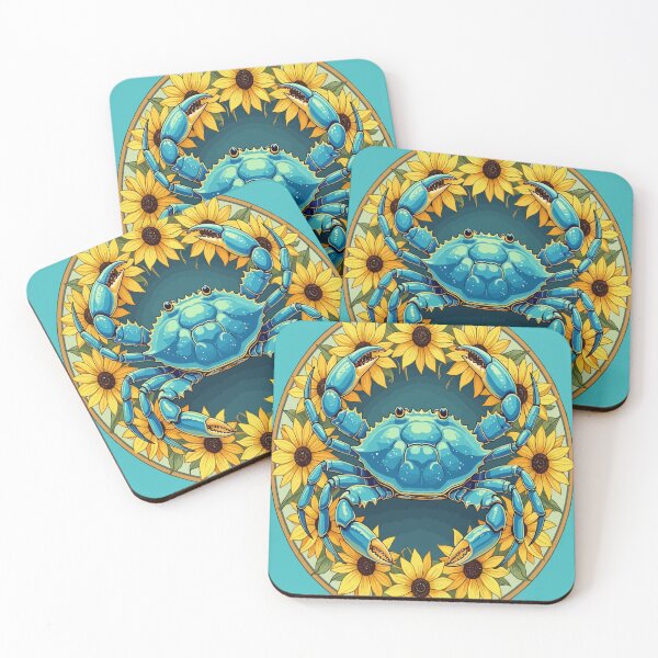 Item preview, Callinectes sapidus Crustacean And Black Eyed Susan Flowers designed and sold by taiche.