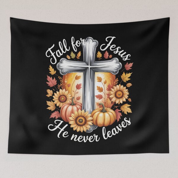Item preview, Fall For Jesus He Never Leaves Christian Halloween Pumpkin designed and sold by Sea4Adventures.