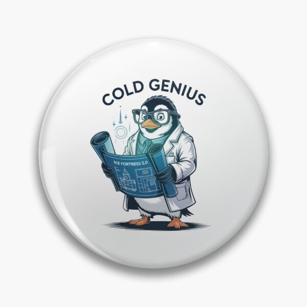 Item preview, Cold Genius – Scientist Penguin Blueprint Cartoon designed and sold by ArtByYunus.