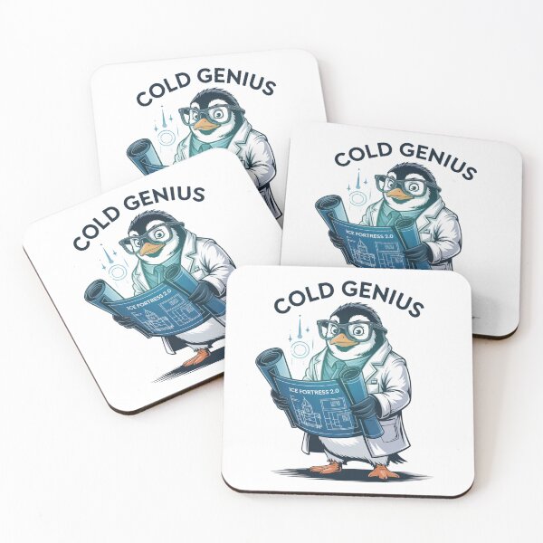 Item preview, Cold Genius – Scientist Penguin Blueprint Cartoon designed and sold by ArtByYunus.