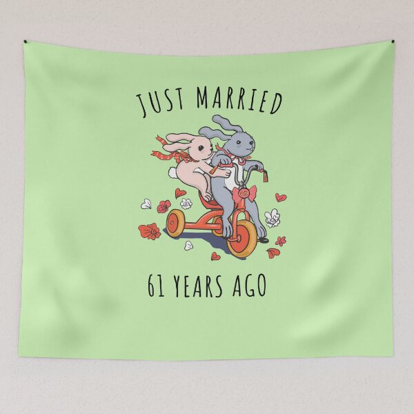 Item preview, Just Married 61 Years Ago - 61st Anniversary Couple Bunnies Tee, Phone Cases And Other Gifts designed and sold by MemWear.