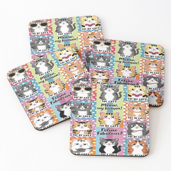 Item preview, cute funny  cat pattern cheerful  colorful cats fluffy sweets happy ,aesthetic cat art,funny cat,Cat Lover,cute cat,cat pattern designed and sold by Expressions-Sel.