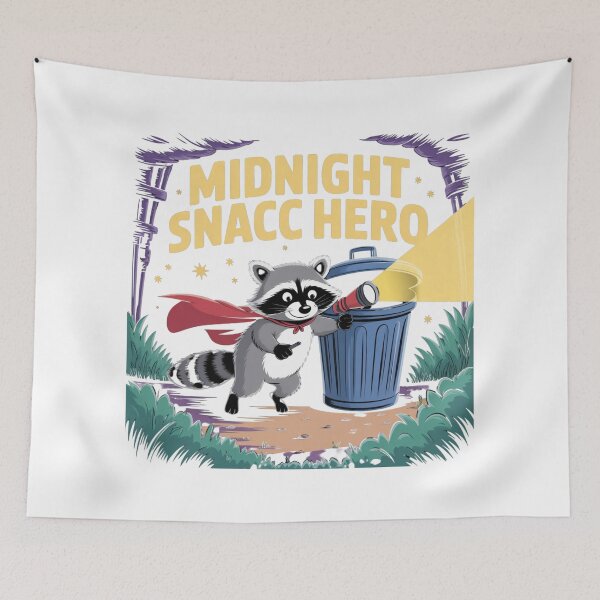 Item preview, Midnight Snacc Hero – Raccoon Trash Raider Comic Art designed and sold by ArtByYunus.