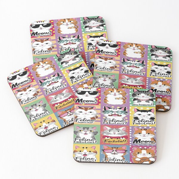 Item preview, cute funny  cat pattern cheerful  colorful cats with sunglasses fluffy sweets happy ,aesthetic cat art,funny cat,Cat Lover,cute cat,cat pattern designed and sold by Expressions-Sel.