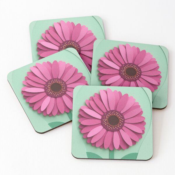 Item preview, Pink Gerbera Paper Cut Flower on Soft Tea Green designed and sold by Pacika.