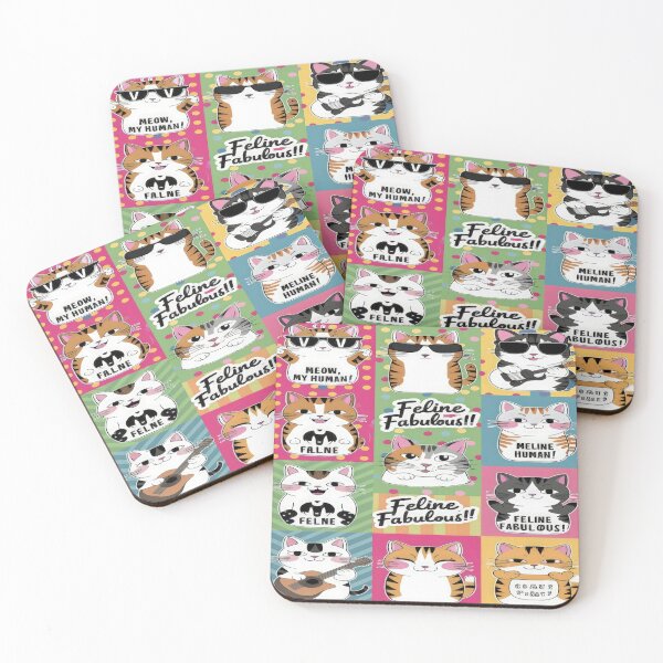 Item preview, cute funny  cat pattern cheerful  colorful cats with sunglasses and guitar fluffy sweets happy ,aesthetic cat art,funny cat,Cat Lover,cute cat,cat pattern designed and sold by Expressions-Sel.