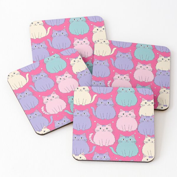 Item preview, cute funny  cat pattern pink sweet pattern with fluffy purple kittens ,aesthetic cat art,funny cat,Cat Lover,cute cat,cat pattern designed and sold by Expressions-Sel.