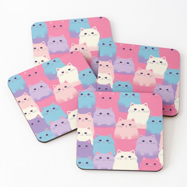 Item preview, cute funny  cat pattern pink blue sweet pattern with fluffy  kittens ,aesthetic cat art,funny cat,Cat Lover,cute cat,cat pattern designed and sold by Expressions-Sel.