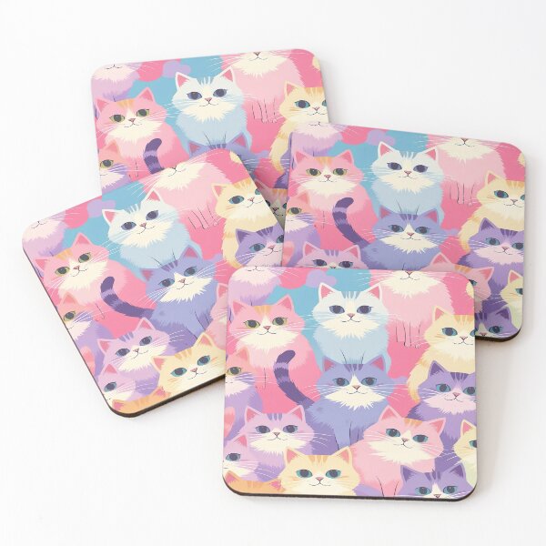 Item preview, cute funny  cat pattern  colorful sweet pattern with fluffy  kittens ,aesthetic cat art,funny cat,Cat Lover,cute cat,cat pattern designed and sold by Expressions-Sel.