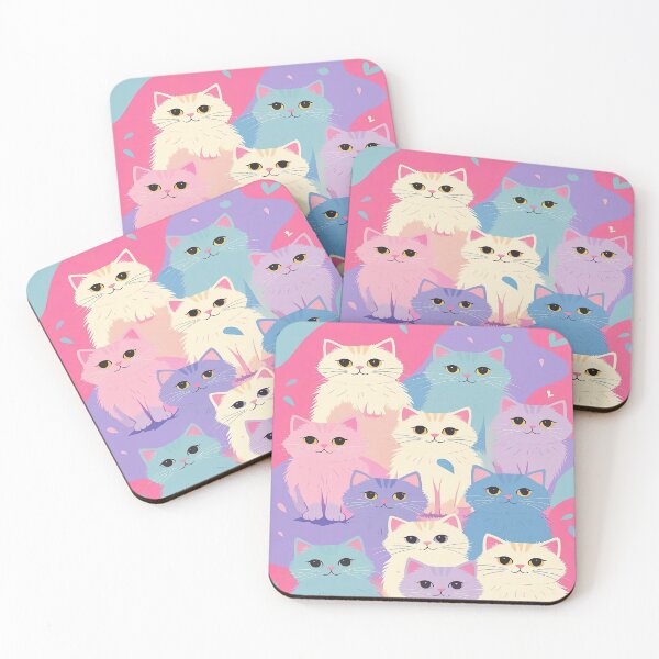 Item preview, cute funny  cat pattern pink blue sweet pattern with fluffy  kittens ,aesthetic cat art,funny cat,Cat Lover,cute cat,cat pattern designed and sold by Expressions-Sel.