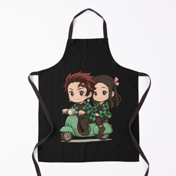 Item preview, Cute Demon Slayer Couple on Retro Scooter – Chibi Anime Style designed and sold by ColorSplash123.