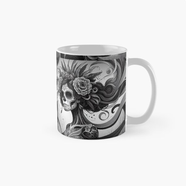 Item preview, Catrinas Black and Grey Sugar Skull Art — Día de los Muertos Illustration designed and sold by  Ojo de Lilith.