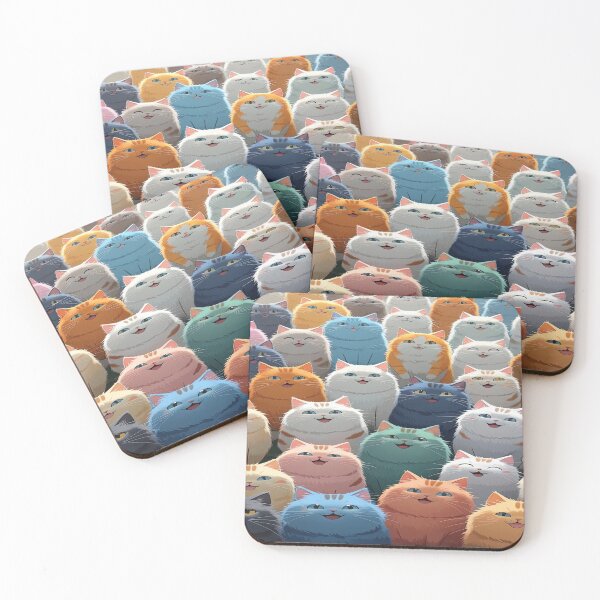 Item preview, cute funny  cat pattern  colorful cute pattern with fluffy   colorful cheerful kittens ,aesthetic cat art,funny cat,Cat Lover,cute cat,cat pattern designed and sold by Expressions-Sel.