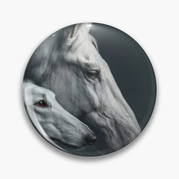Item preview, Retratos de perfil de dos animales blancos dispuestos en capas: un caballo trotador orlov y un perro borzoi ruso. Iluminación natural suave. designed and sold by Julia Shepeleva.