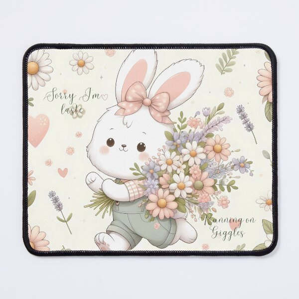 Item preview, Cute Bunny Running with Flowers designed and sold by Nexloft.