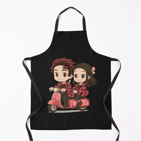 Item preview, Cute Demon Slayer Couple on Retro Scooter – Chibi Anime Style designed and sold by ColorSplash123.