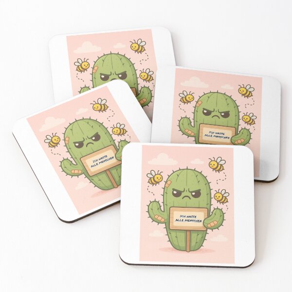 Item preview, Cute, annoyed cactus with a sign designed and sold by Konsolen-Hühnchen.