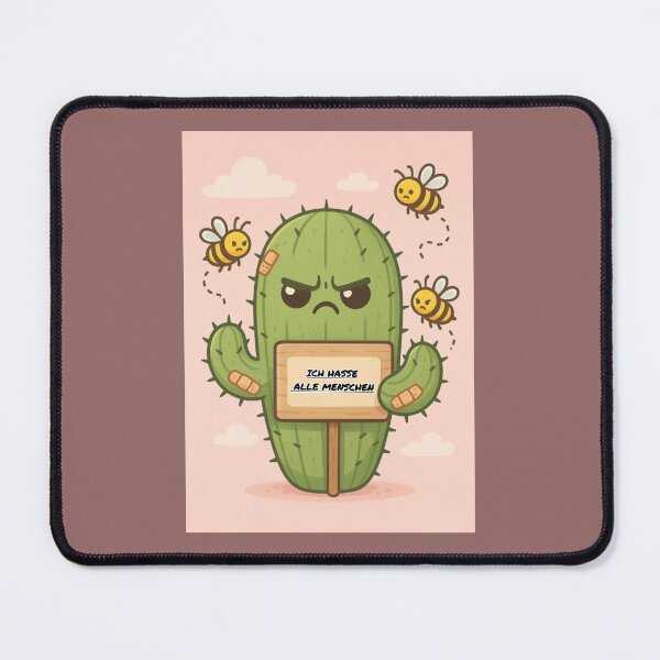 Item preview, Cute, annoyed cactus with a sign designed and sold by Konsolen-Hühnchen.