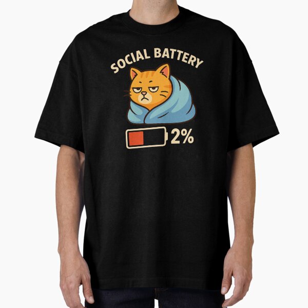 Item preview, Social Battery 2% – Funny Cat Introvert Quote designed and sold by mArtWear.