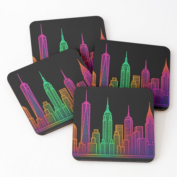 Item preview,  neon-colored New York city design on transparent background designed and sold by optimusprime39.
