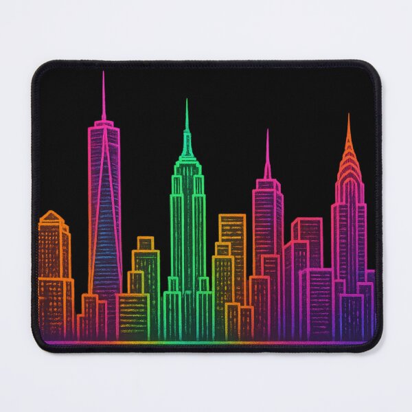 Item preview, neon-colored New York city design on transparent background designed and sold by optimusprime39.