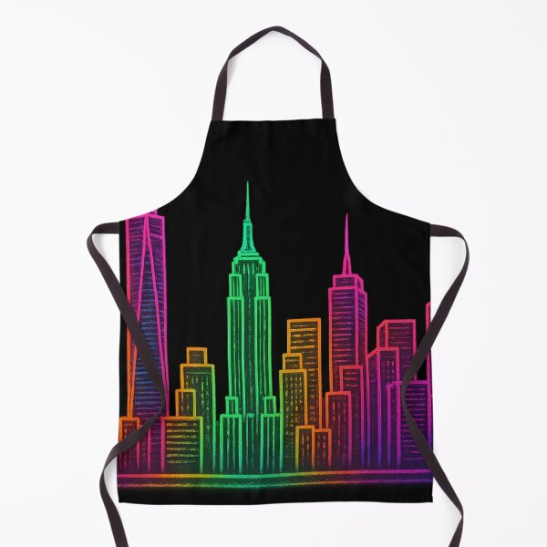 Item preview, neon-colored New York city design on transparent background designed and sold by optimusprime39.