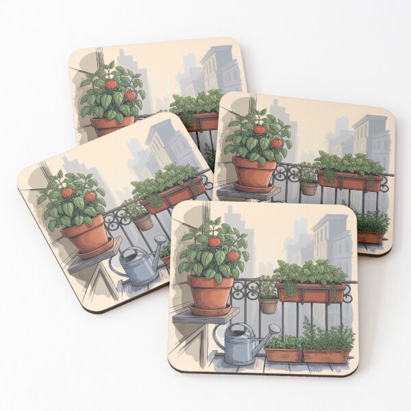 Item preview, Urban Balcony Garden Scene – Peaceful City Gardening Illustration designed and sold by Timeless Design.