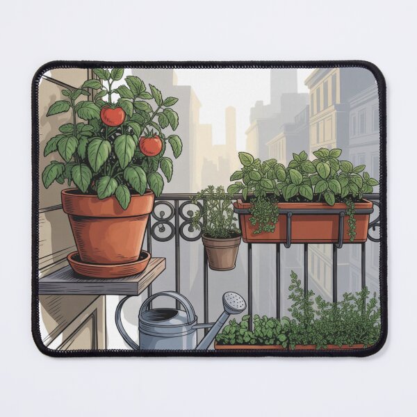 Item preview, Urban Balcony Garden Scene – Peaceful City Gardening Illustration designed and sold by Timeless Design.