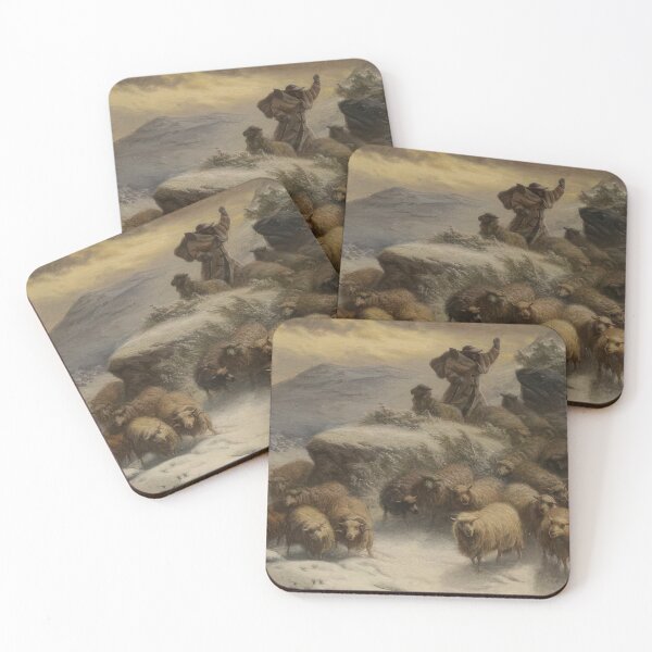 Item preview, Sheep and a Herder in a Winter Landscape - Romanticism, Naturalism by August Friedrich Schenck designed and sold by GabyddAlessandr.
